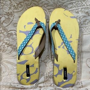 J.Crew Flip Flops Size 9 Fabric/Leather